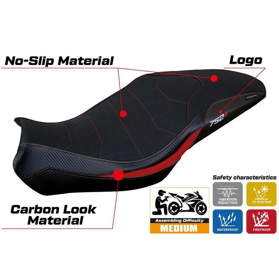 Housse de selle TPZ Italia spécifique pour Benelli 752 S 2019-2025, modèle Lima Ultragrip