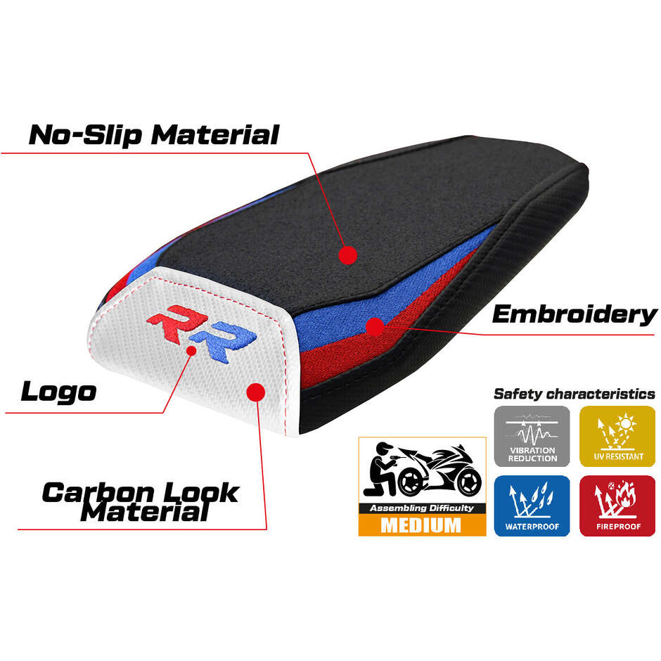 Housse de selle TPZ Italia spécifique pour BMW M 1000 RR 2021-2022, modèle Dresda Ultragrip