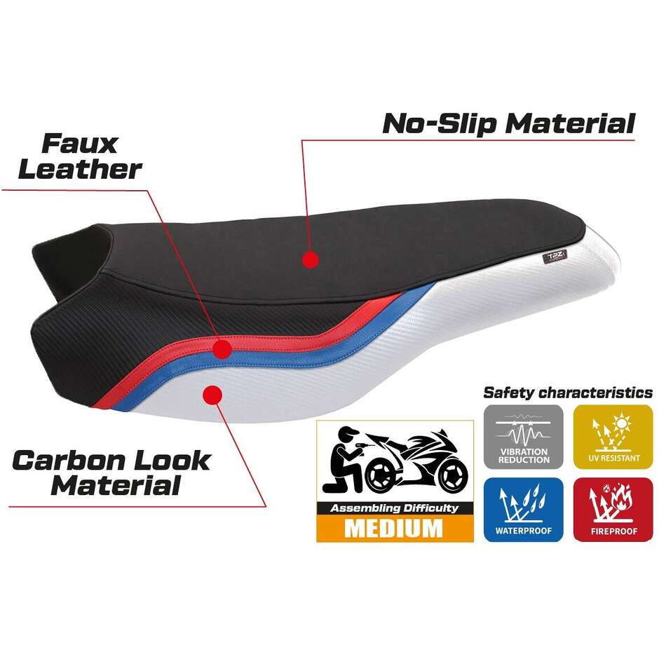 Housse de selle TPZ Italia spécifique pour BMW R 1200/1250 GS Rallye (modèles 2017-2024) Bonn 2