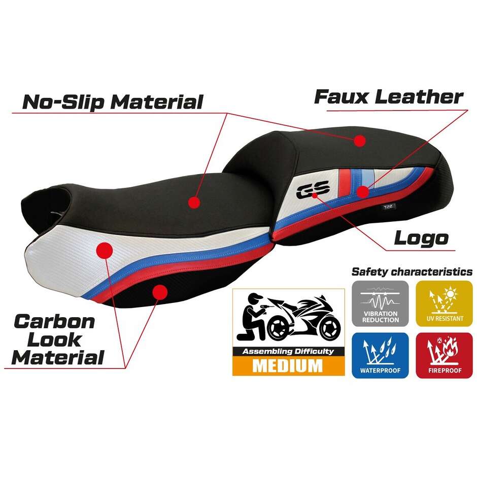 Housse de selle TPZ Italia spécifique pour BMW R 1200 GS 2013-2018, modèle anniversaire exclusif