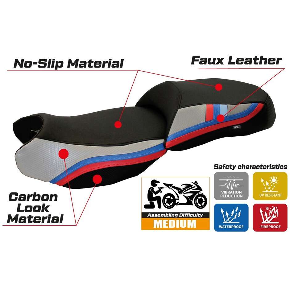 Housse de selle TPZ Italia spécifique pour BMW R 1200 GS 2013-2018, modèle anniversaire exclusif