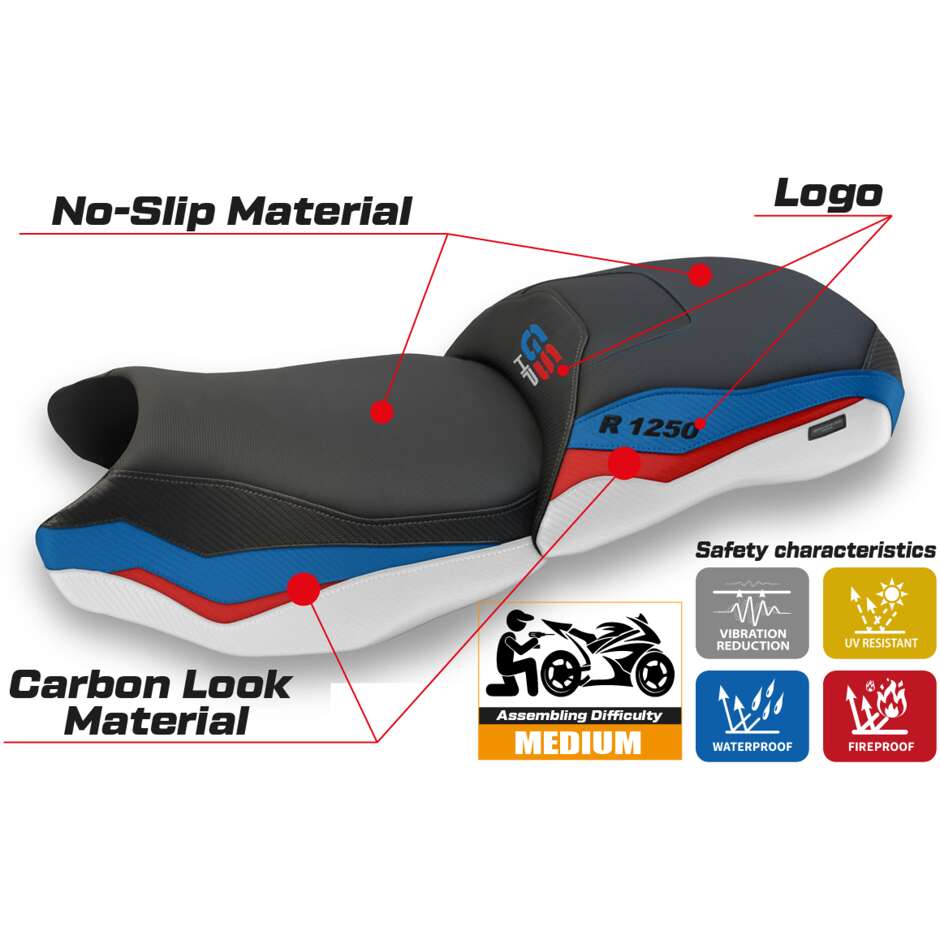 Housse de selle TPZ Italia spécifique pour BMW R 1250 GS 2019-2023, modèle Farah