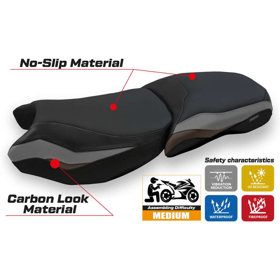 Housse de selle TPZ Italia spécifique pour BMW R 1250 GS Adventure 2019-2024, modèle Racconigi 3 Comfort System