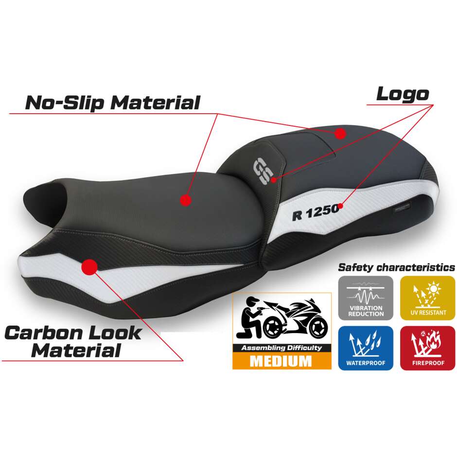 Housse de selle TPZ Italia spécifique pour BMW R 1250 GS (modèles 2019-2023) - Système de confort Jachal