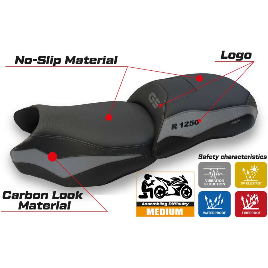 Housse de selle TPZ Italia spécifique pour BMW R 1250 GS (modèles 2019-2023) - Système de confort Jachal