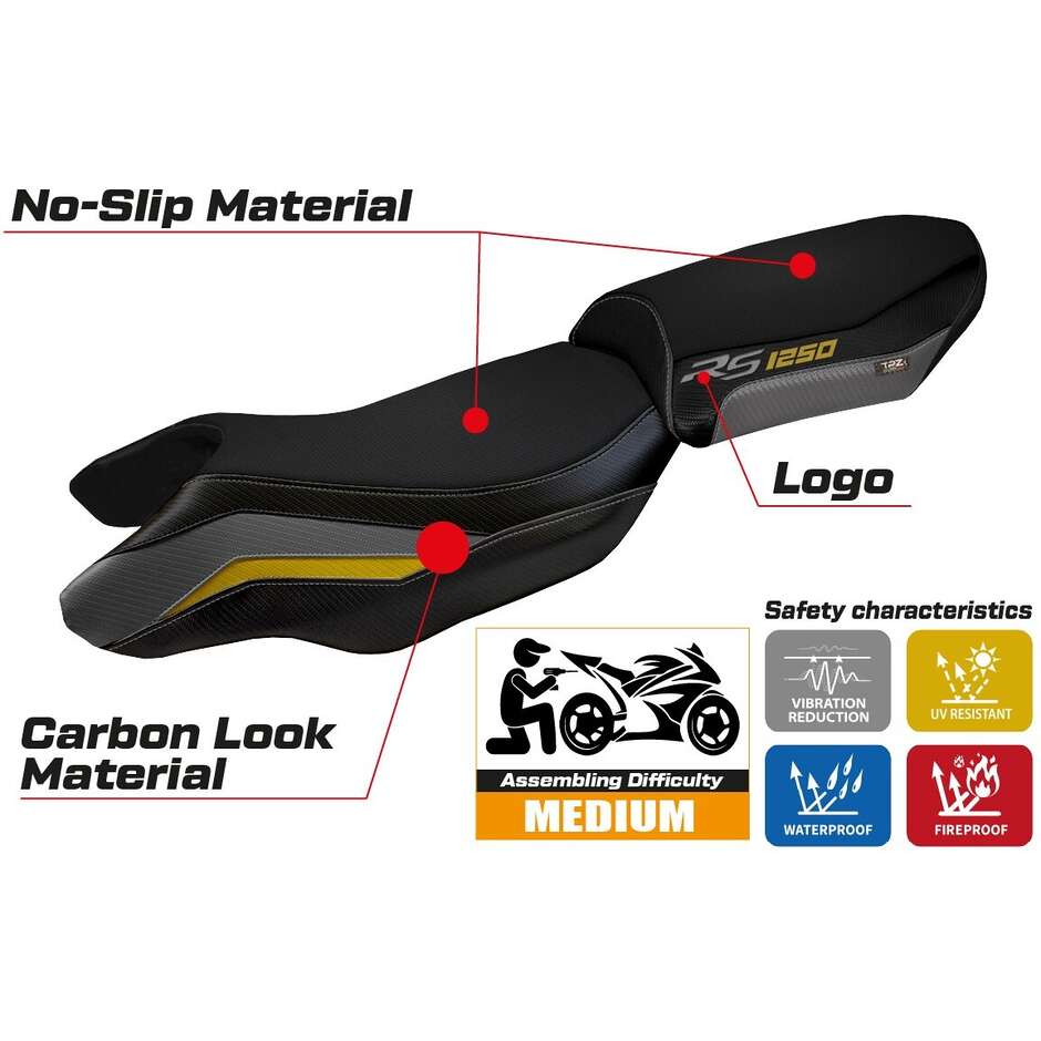 Housse de selle TPZ Italia spécifique pour BMW R 1250 RS (modèles 2020-2024), blanche