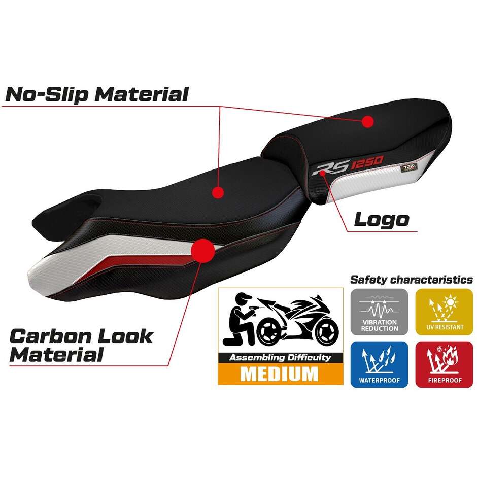 Housse de selle TPZ Italia spécifique pour BMW R 1250 RS (modèles 2020-2024), blanche