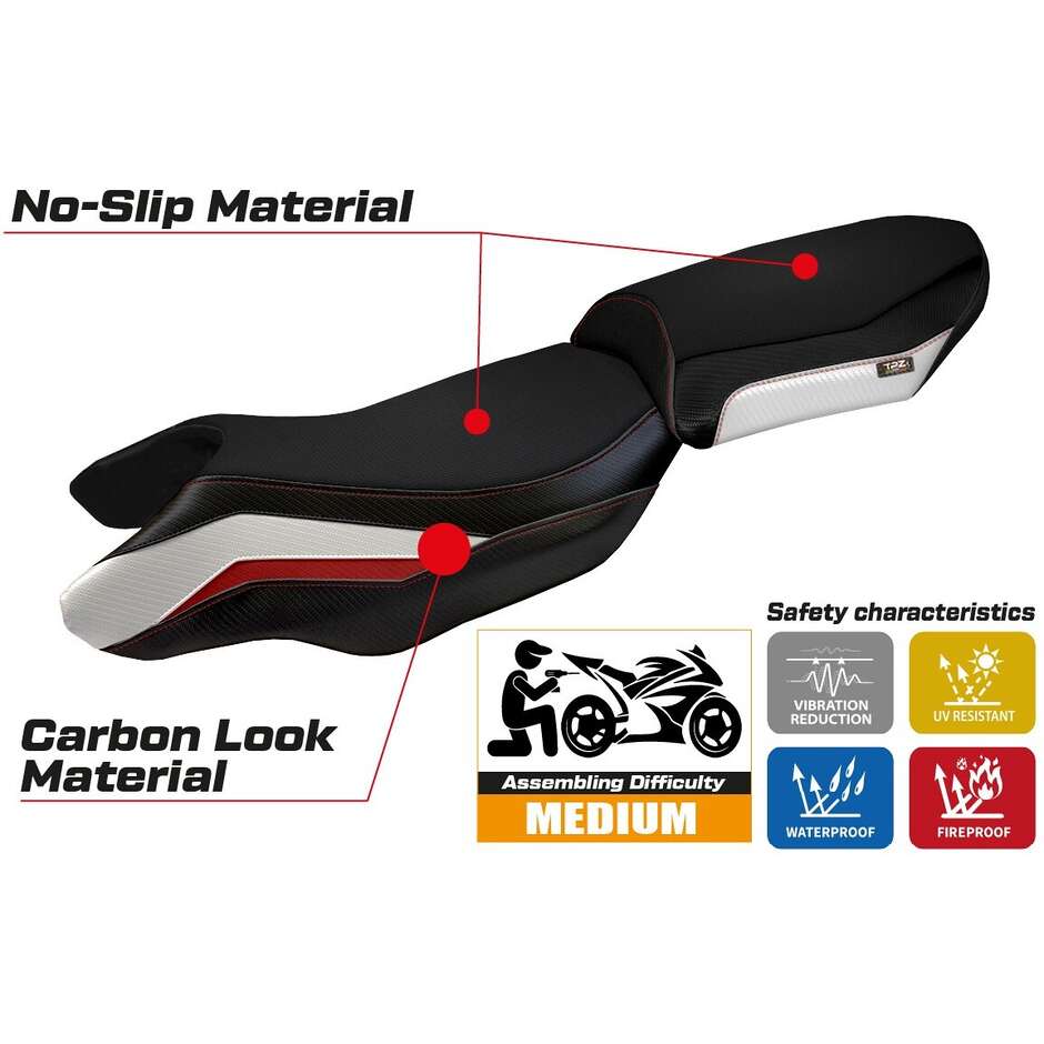 Housse de selle TPZ Italia spécifique pour BMW R 1250 RS (modèles 2020-2024), blanche