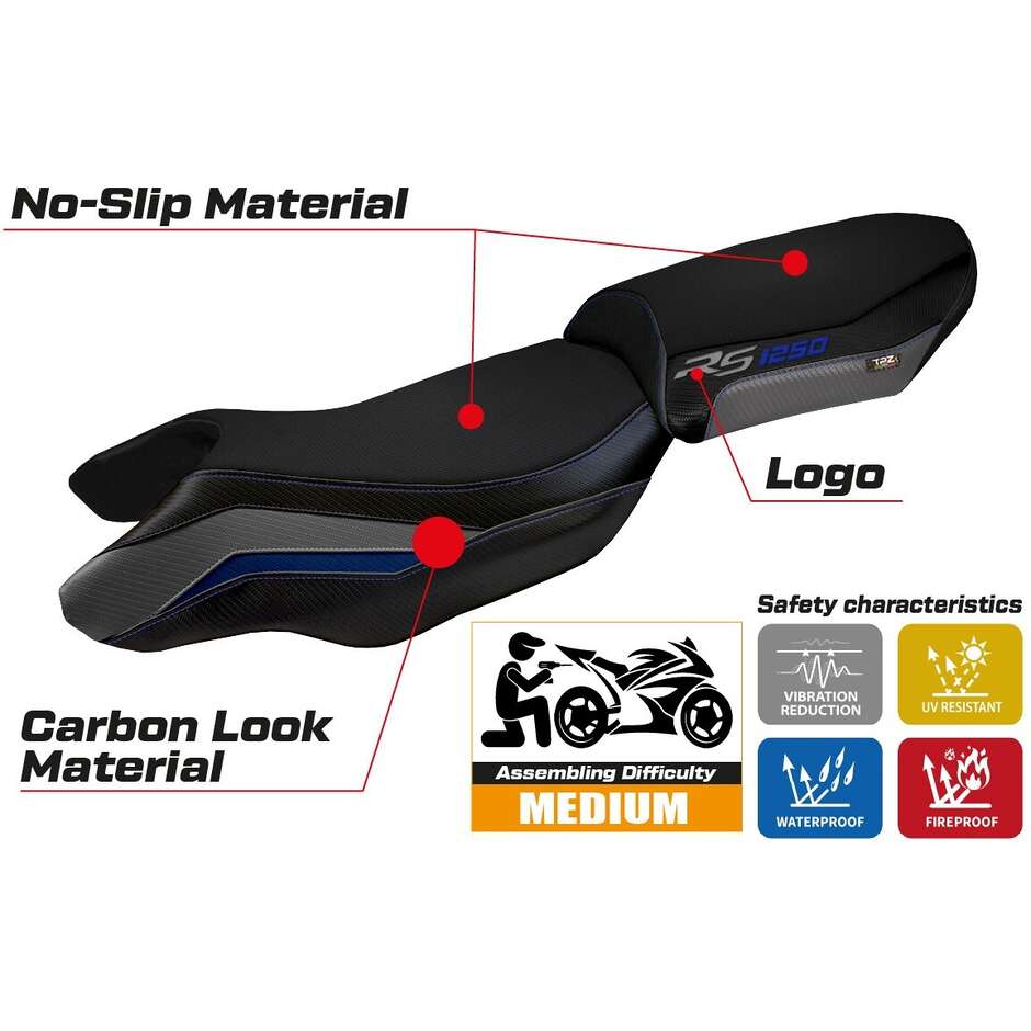 Housse de selle TPZ Italia spécifique pour BMW R 1250 RS (modèles 2020-2024), blanche