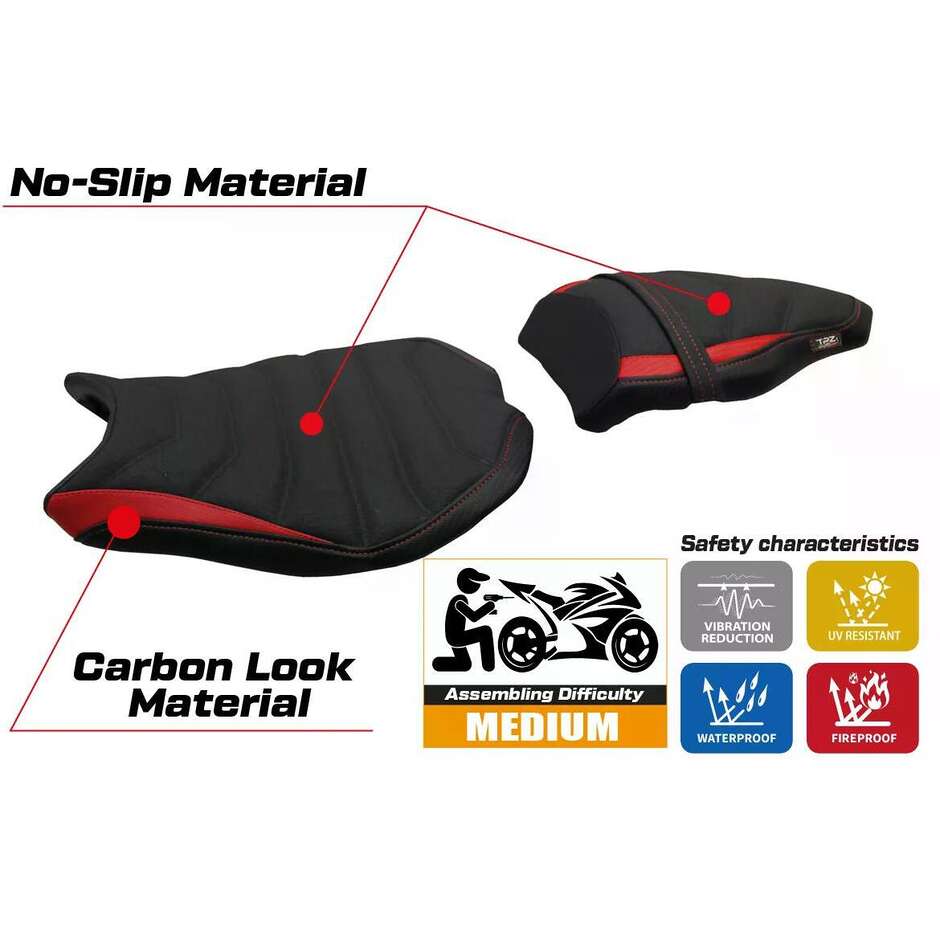 Housse de selle TPZ Italia spécifique pour Ducati 848 / 1098 / 1198 (modèles Cervia Ultragrip 2007-2013)
