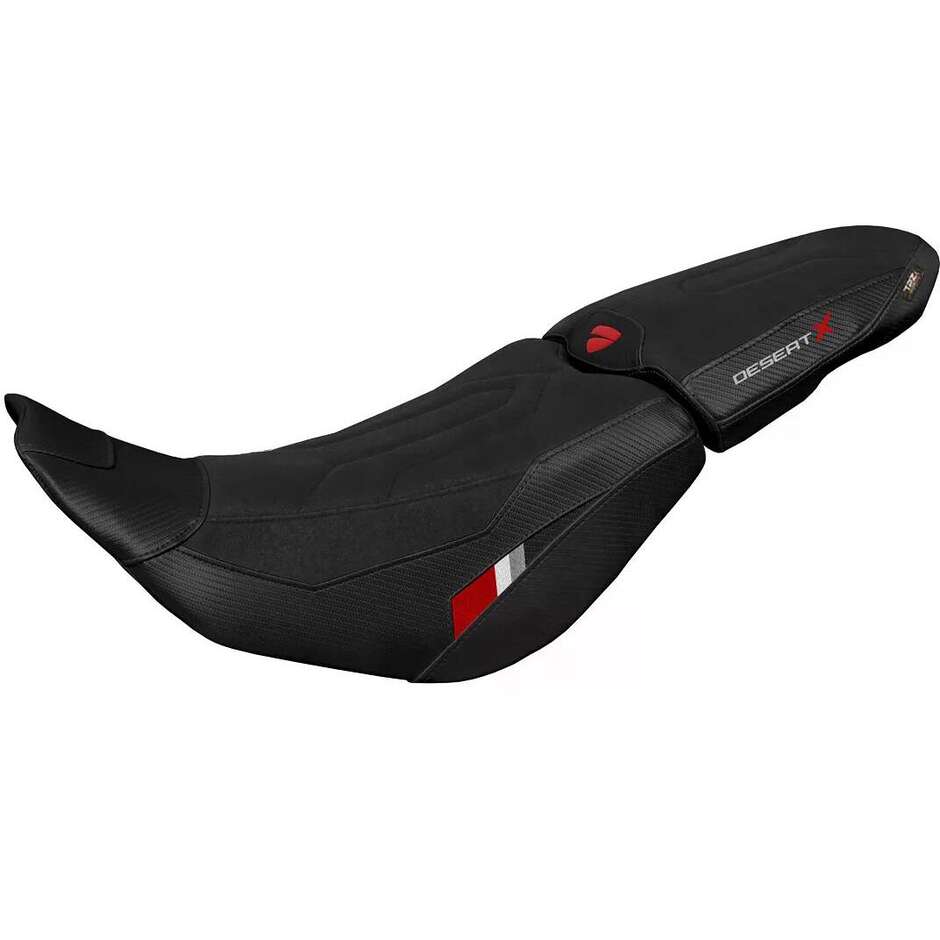 Housse de selle TPZ Italia spécifique pour Ducati DesertX modèle 2022-2025 avec système de confort Thar Ultragrip