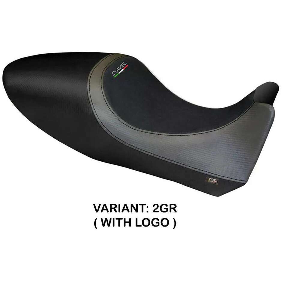 Housse de selle TPZ Italia spécifique pour Ducati Diavel modèles 2011-2013, coloris Arezzo Carbon.