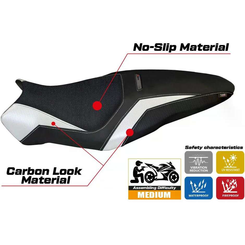 Housse de selle TPZ Italia spécifique pour Ducati Monster 1200 R (modèles 2016-2019) Toledo 3 Ultragrip