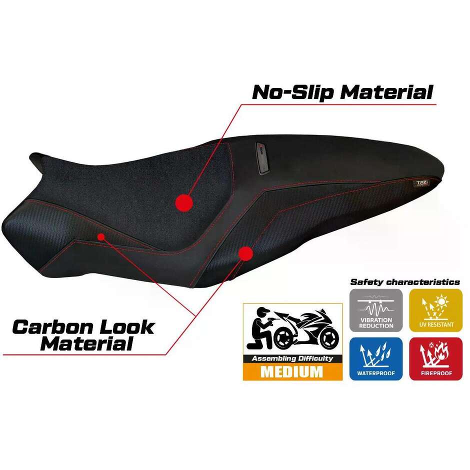 Housse de selle TPZ Italia spécifique pour Ducati Monster 1200 R (modèles 2016-2019) Toledo 3 Ultragrip