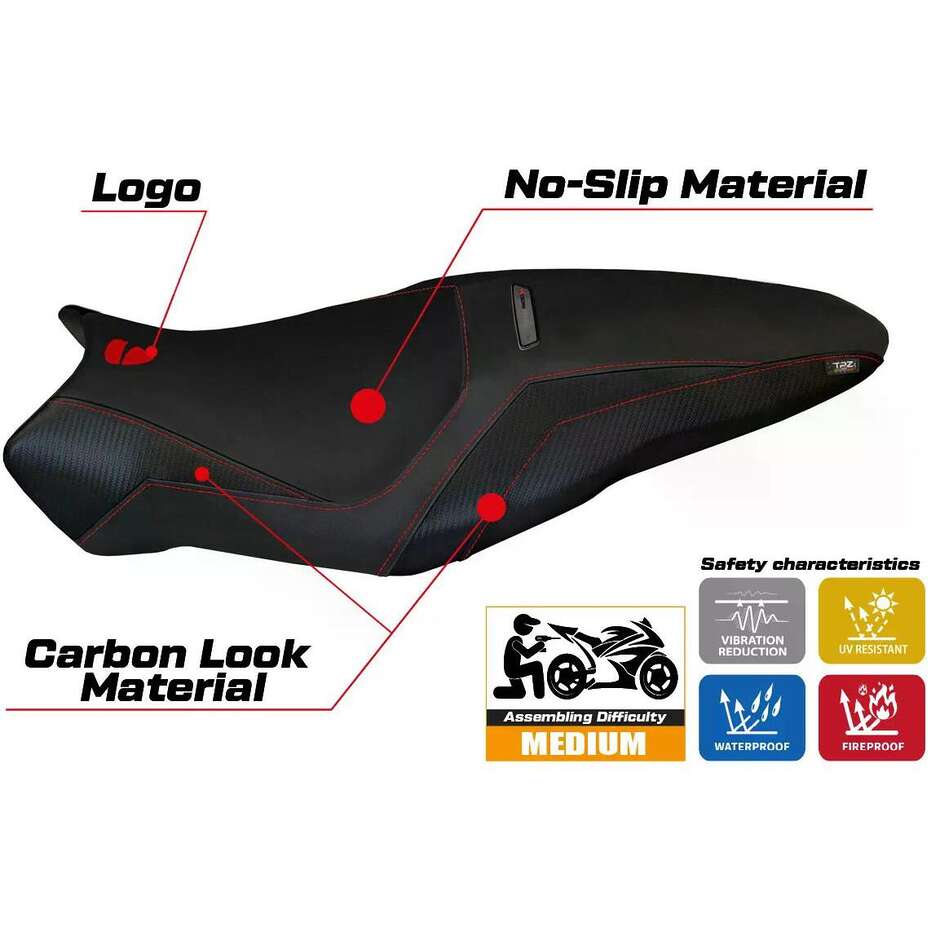 Housse de selle TPZ Italia spécifique pour Ducati Monster 1200 R, modèles 2016-2019, Toledo 3