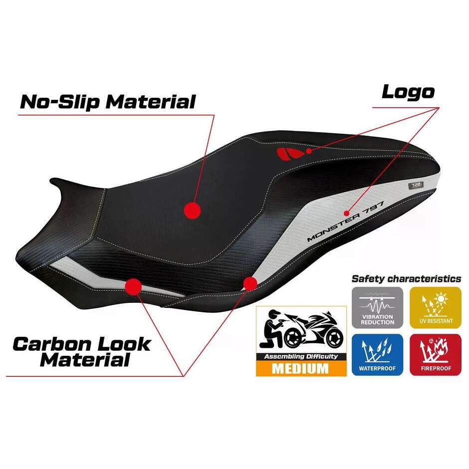 Housse de selle TPZ Italia spécifique pour Ducati Monster 797, modèles 2017-2020, Leipzig 3