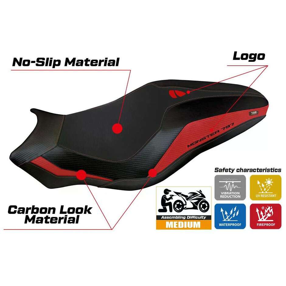 Housse de selle TPZ Italia spécifique pour Ducati Monster 797, modèles 2017-2020, Leipzig 3
