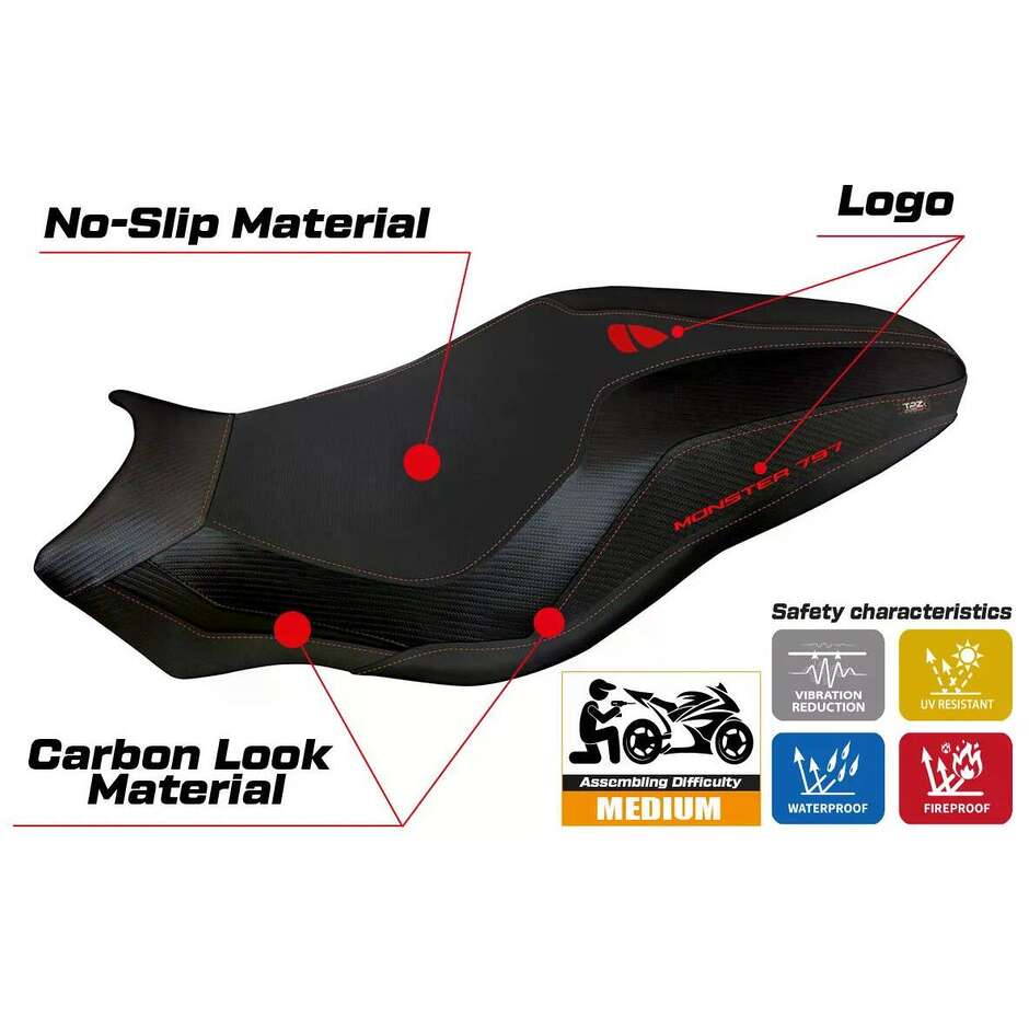 Housse de selle TPZ Italia spécifique pour Ducati Monster 797, modèles 2017-2020, Leipzig 3