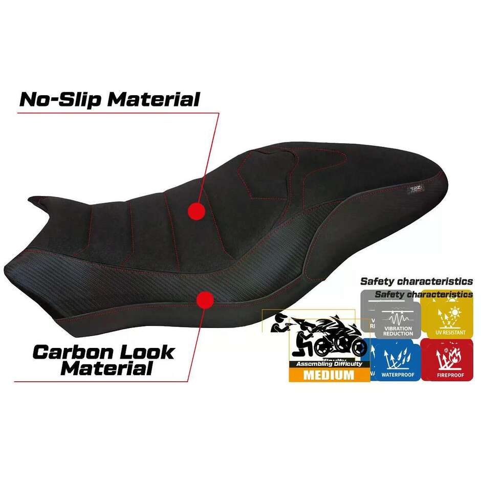 Housse de selle TPZ Italia spécifique pour Ducati Monster 797 (modèles 2017-2020) Piombino 2 Ultragrip