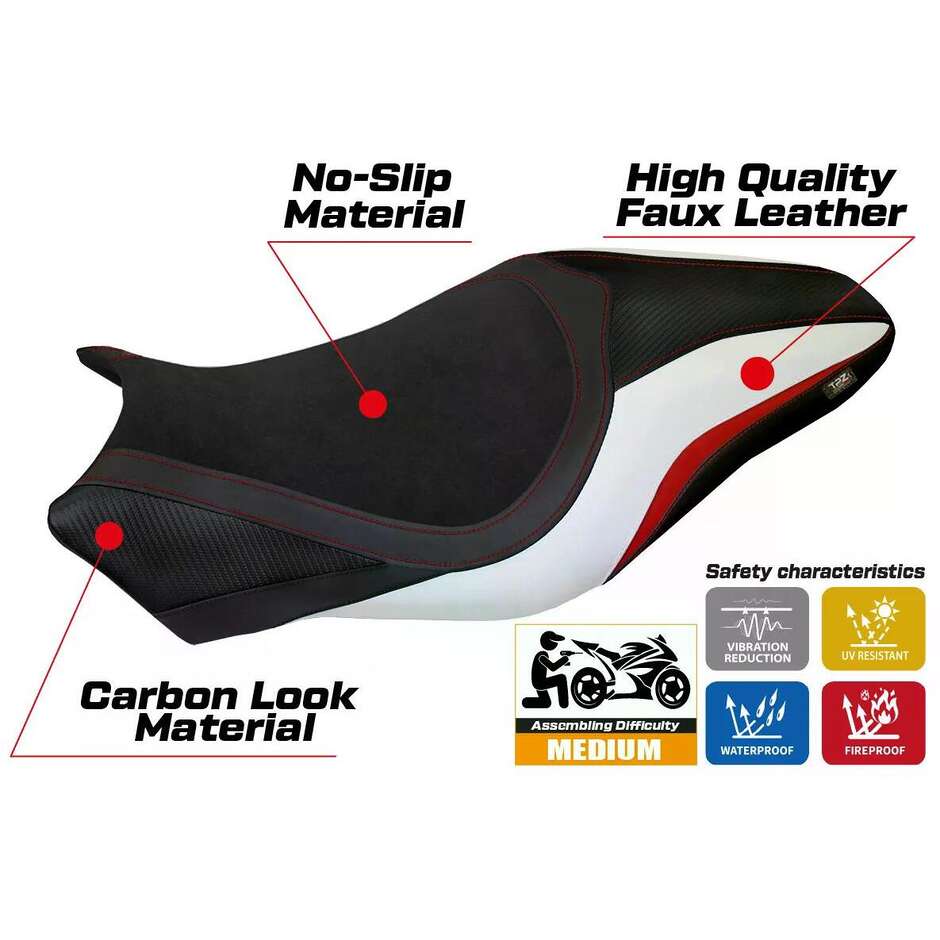 Housse de selle TPZ Italia spécifique pour Ducati Monster 821 / 1200 (modèles 2014-2016), coloris velours Turis