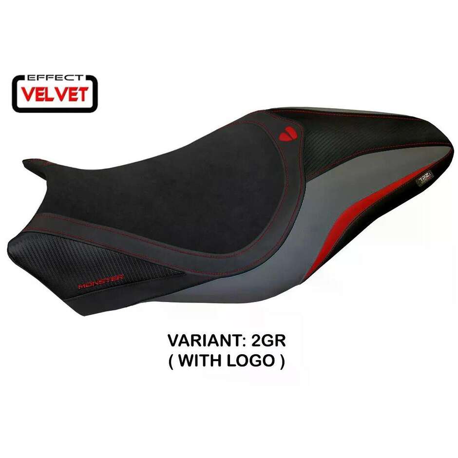 Housse de selle TPZ Italia spécifique pour Ducati Monster 821 / 1200 (modèles 2014-2016), coloris velours Turis