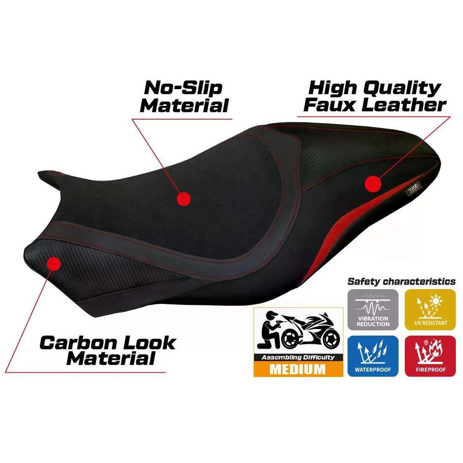 Housse de selle TPZ Italia spécifique pour Ducati Monster 821 / 1200 (modèles 2014-2016), coloris velours Turis