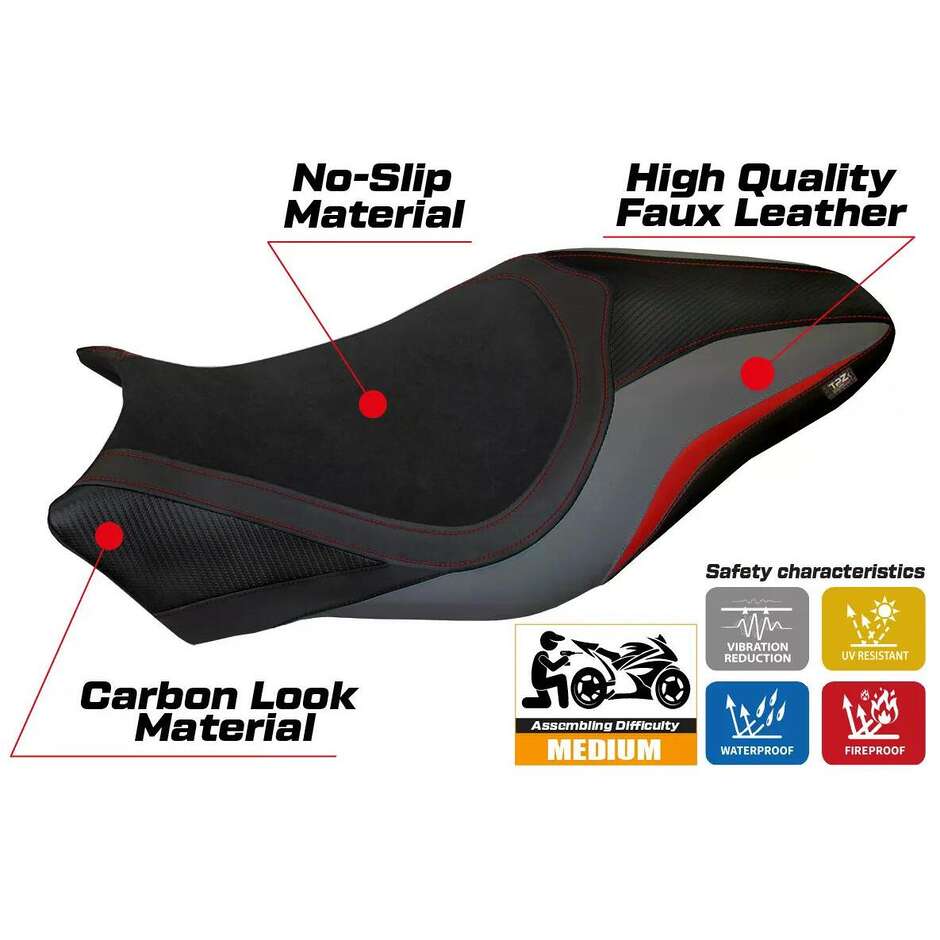 Housse de selle TPZ Italia spécifique pour Ducati Monster 821 / 1200 (modèles 2014-2016), coloris velours.