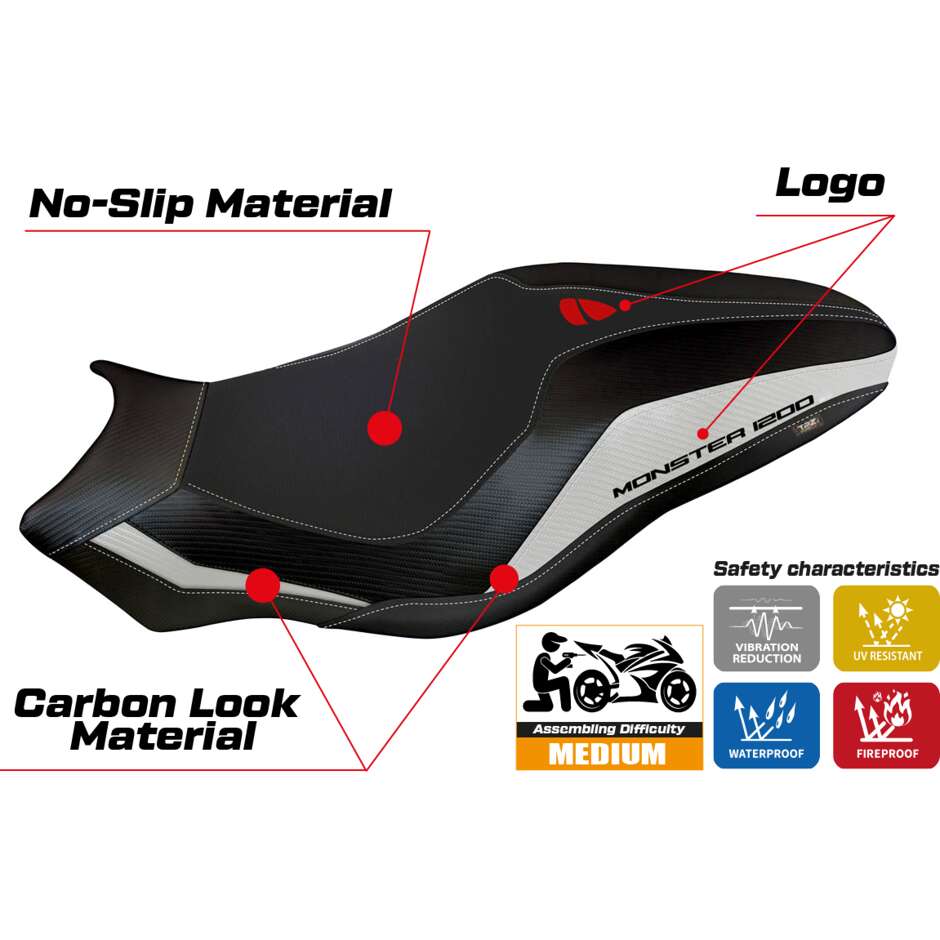 Housse de selle TPZ Italia spécifique pour Ducati Monster 821 / 1200, modèles 2017-2020, Leipzig 3