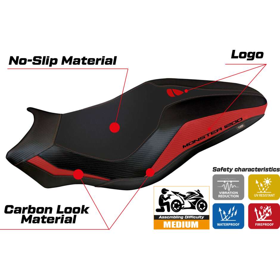 Housse de selle TPZ Italia spécifique pour Ducati Monster 821 / 1200, modèles 2017-2020, Leipzig 3