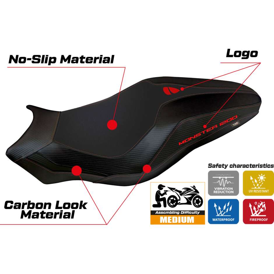 Housse de selle TPZ Italia spécifique pour Ducati Monster 821 / 1200, modèles 2017-2020, Leipzig 3