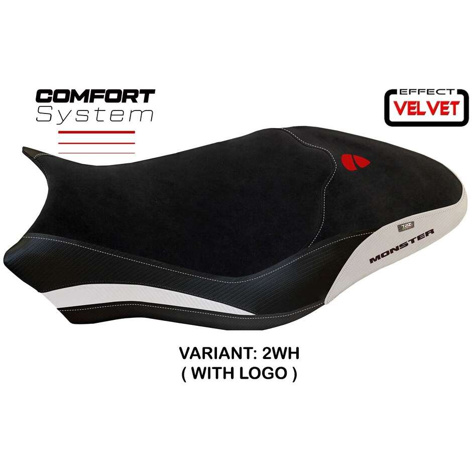 Housse de selle TPZ Italia spécifique pour Ducati Monster 821 / 1200 (modèles 2017-2020) Ovada 1 Velvet Comfort System