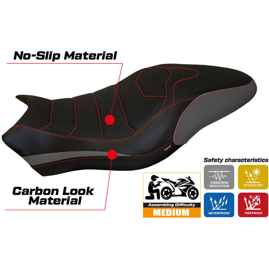 Housse de selle TPZ Italia spécifique pour Ducati Monster 821 / 1200 (modèles 2017-2020) Piombino 1 Ultragrip