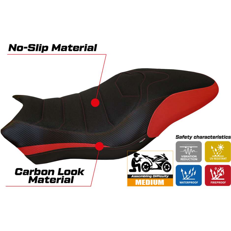 Housse de selle TPZ Italia spécifique pour Ducati Monster 821 / 1200 (modèles 2017-2020) Piombino 1 Ultragrip