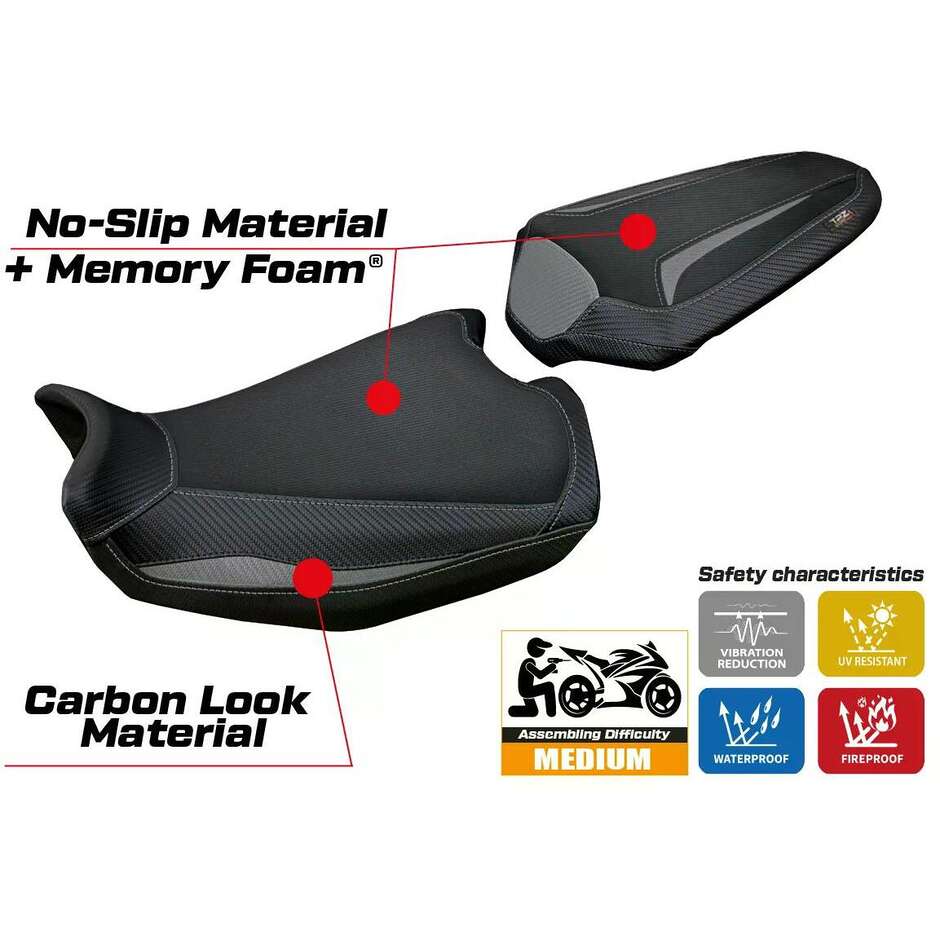 Housse de selle TPZ Italia spécifique pour Ducati Monster 937950 2021-2025, modèle Linosa Comfort System