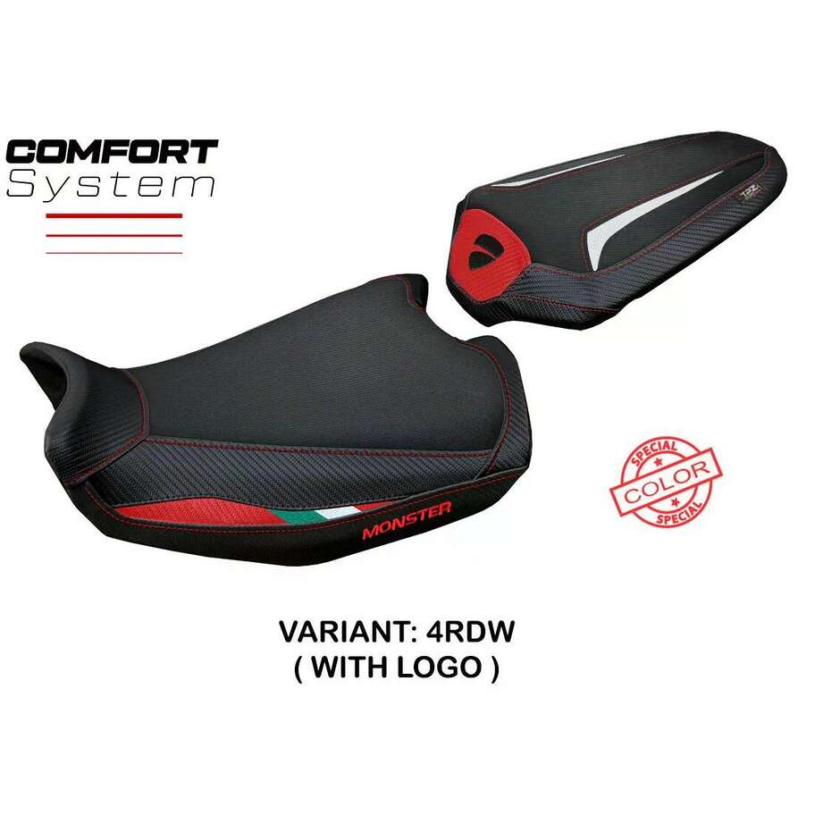 Housse de selle TPZ Italia spécifique pour Ducati Monster 937950 2021-2025, modèle Linosa Comfort System