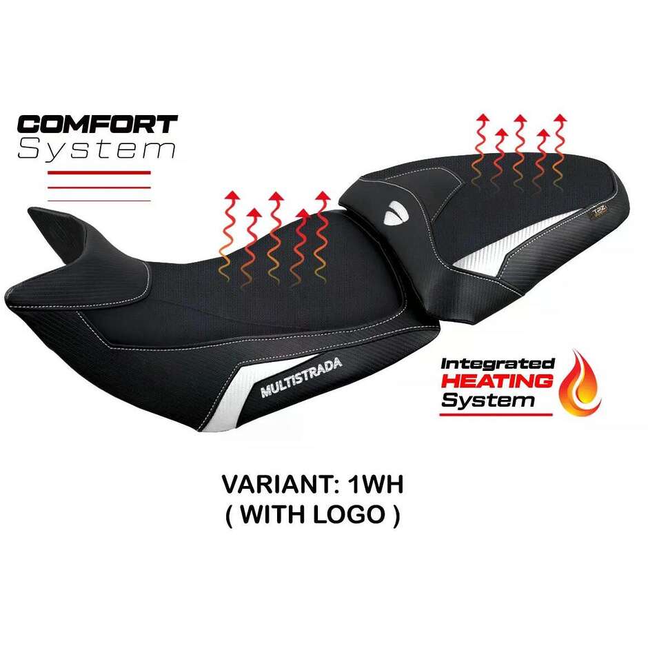 Housse de selle TPZ Italia spécifique pour Ducati Multistrada 1200/1260 (modèles 2015-2020) avec système de chauffage confort