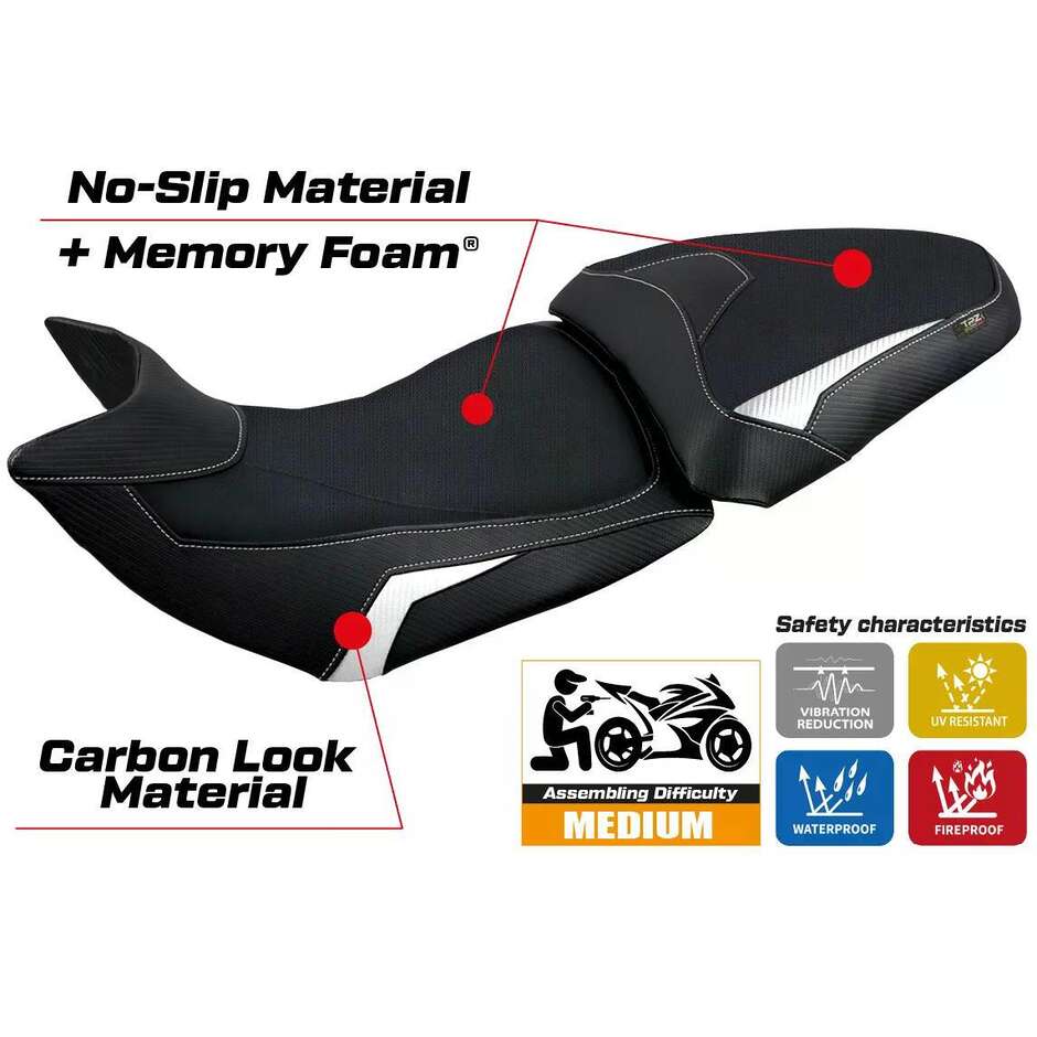 Housse de selle TPZ Italia spécifique pour Ducati Multistrada 1200 / 1260 (modèles 2015-2020) avec système de confort Jazan