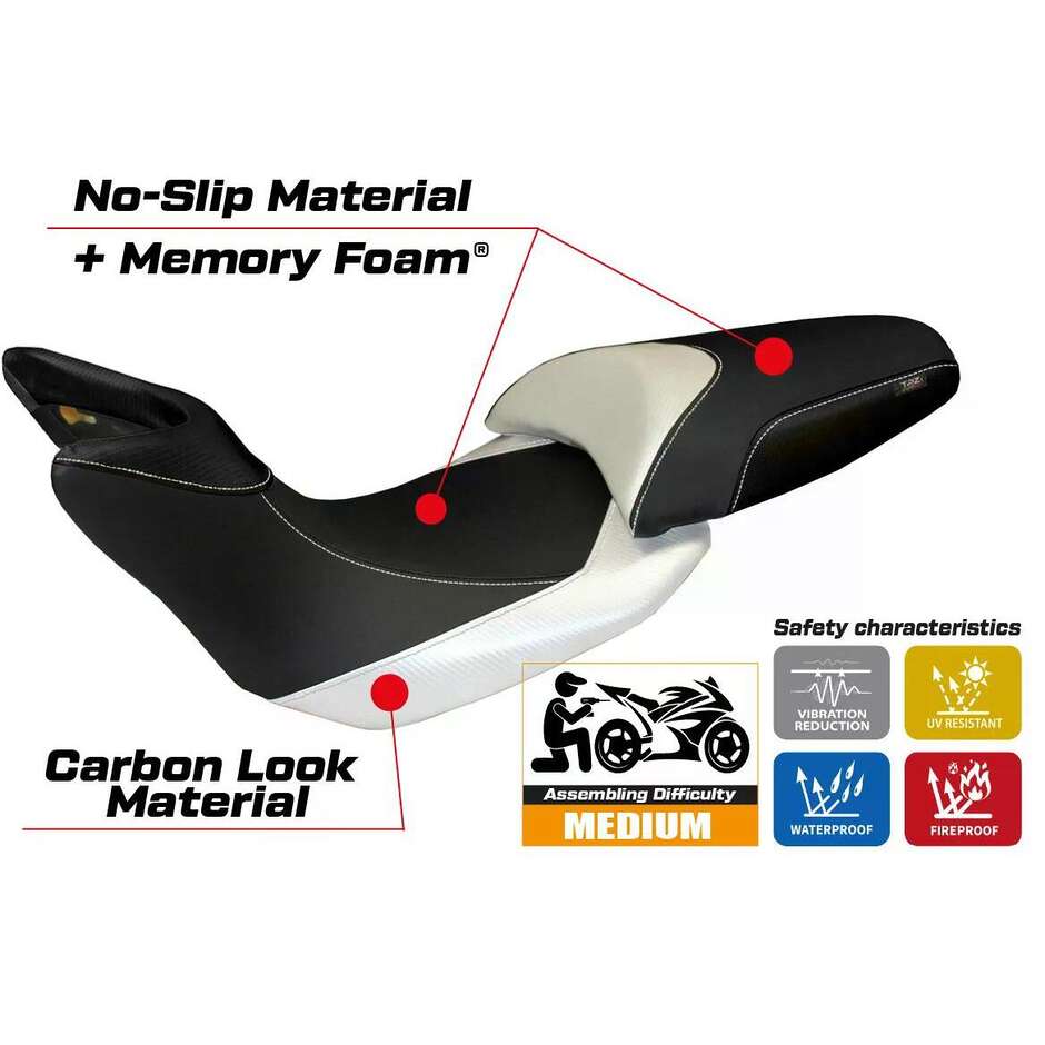 Housse de selle TPZ Italia spécifique pour Ducati Multistrada 1200 (modèles 2010-2011) Noto 3 Comfort System