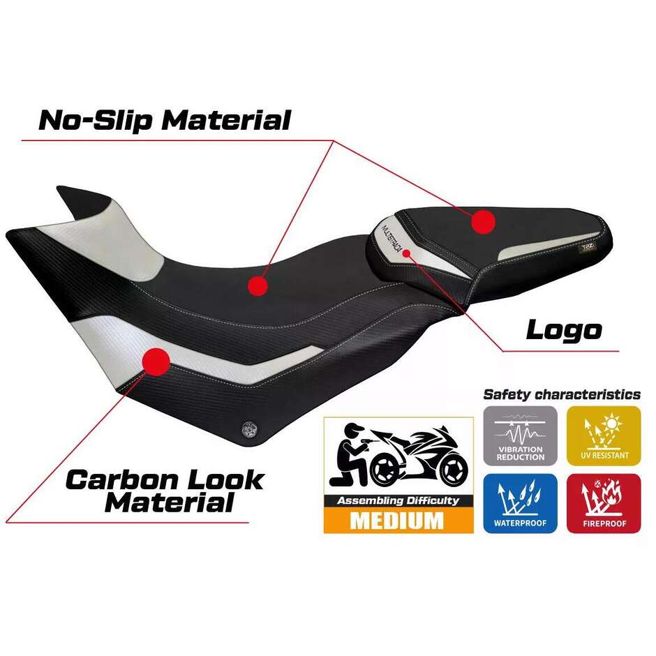Housse de selle TPZ Italia spécifique pour Ducati Multistrada 950, modèles 2017-2021, Praga 1