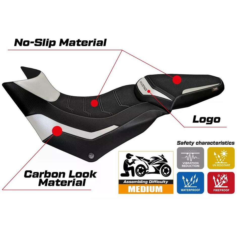 Housse de selle TPZ Italia spécifique pour Ducati Multistrada 950 (modèles 2017-2021) Slapy Ultragrip