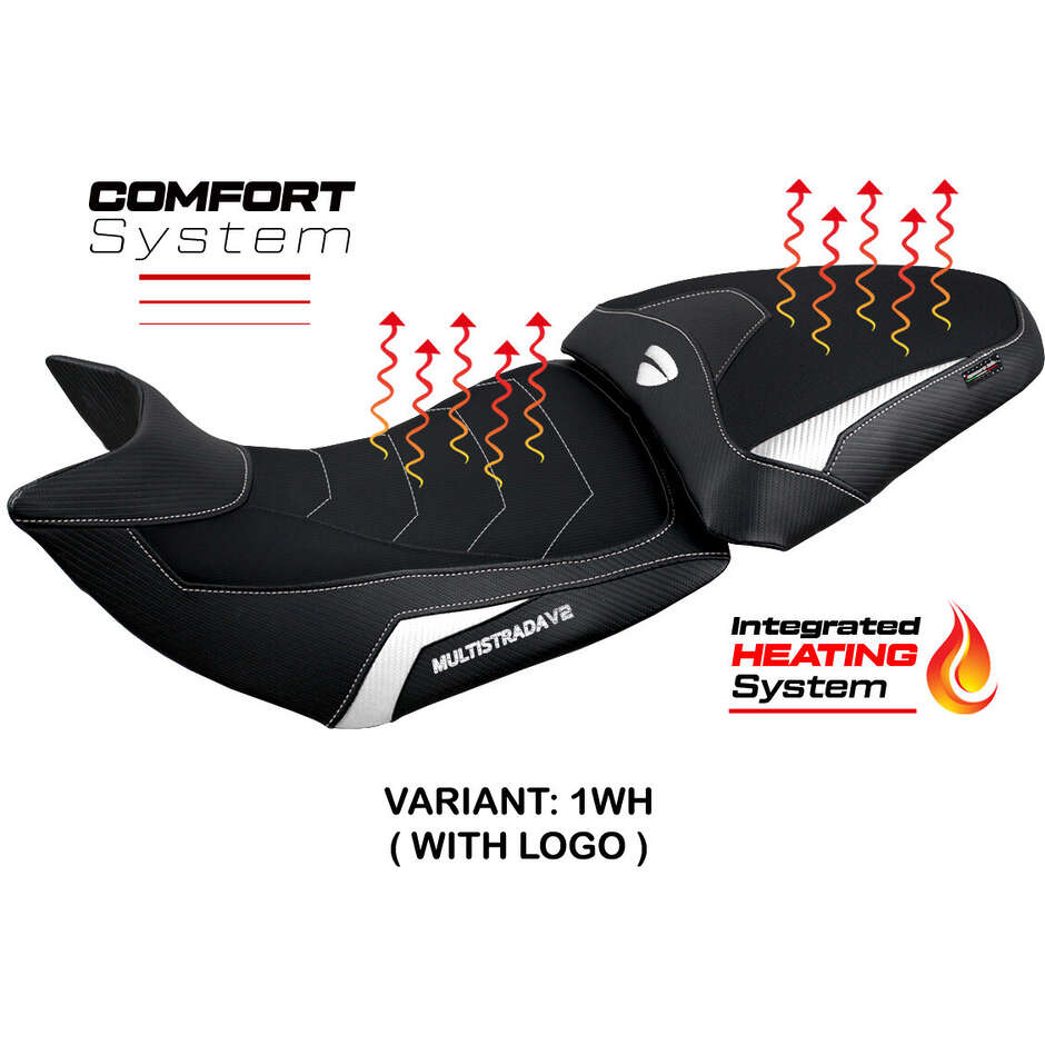 Housse de selle TPZ Italia spécifique pour Ducati Multistrada V2 (modèles 2021-2024) avec système de chauffage et de confort