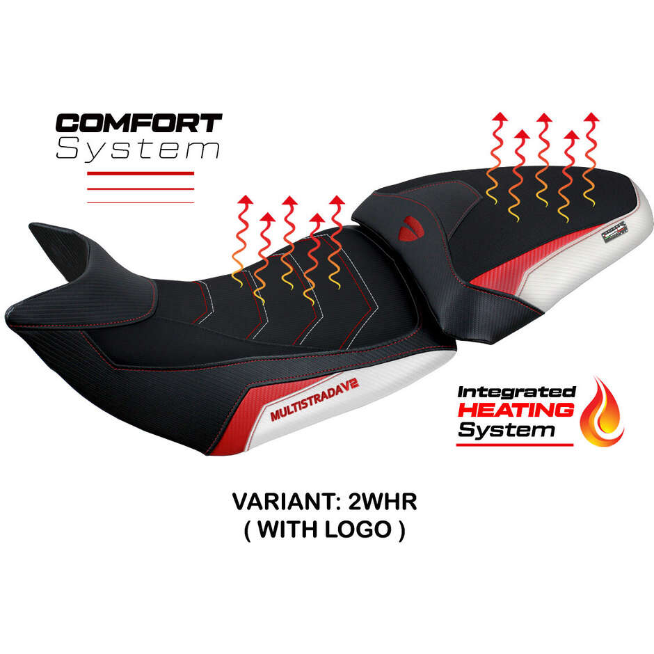 Housse de selle TPZ Italia spécifique pour Ducati Multistrada V2 (modèles 2021-2024) avec système de chauffage et de confort