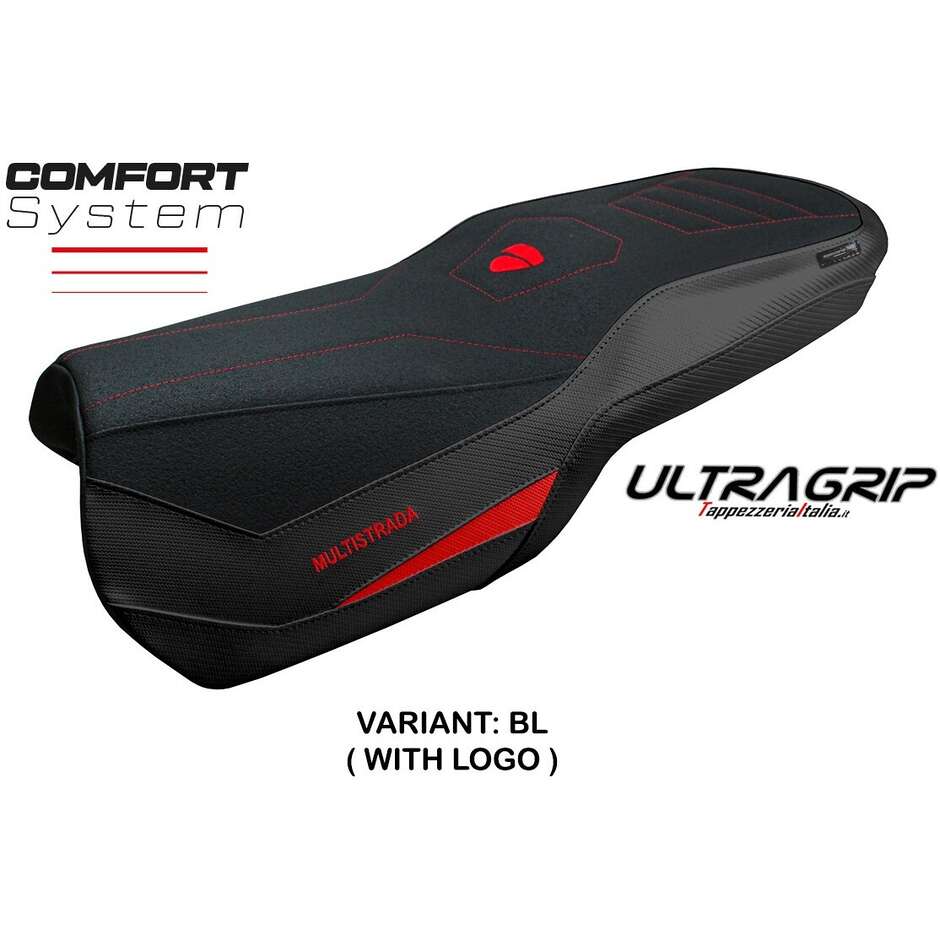 Housse de selle TPZ Italia spécifique pour Ducati Multistrada V4, modèle 2021-2025, système de confort Lula Ultragrip