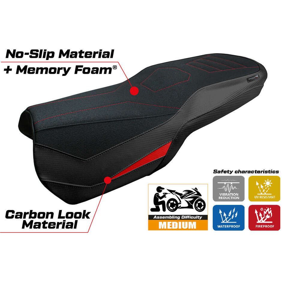Housse de selle TPZ Italia spécifique pour Ducati Multistrada V4, modèle 2021-2025, système de confort Lula Ultragrip