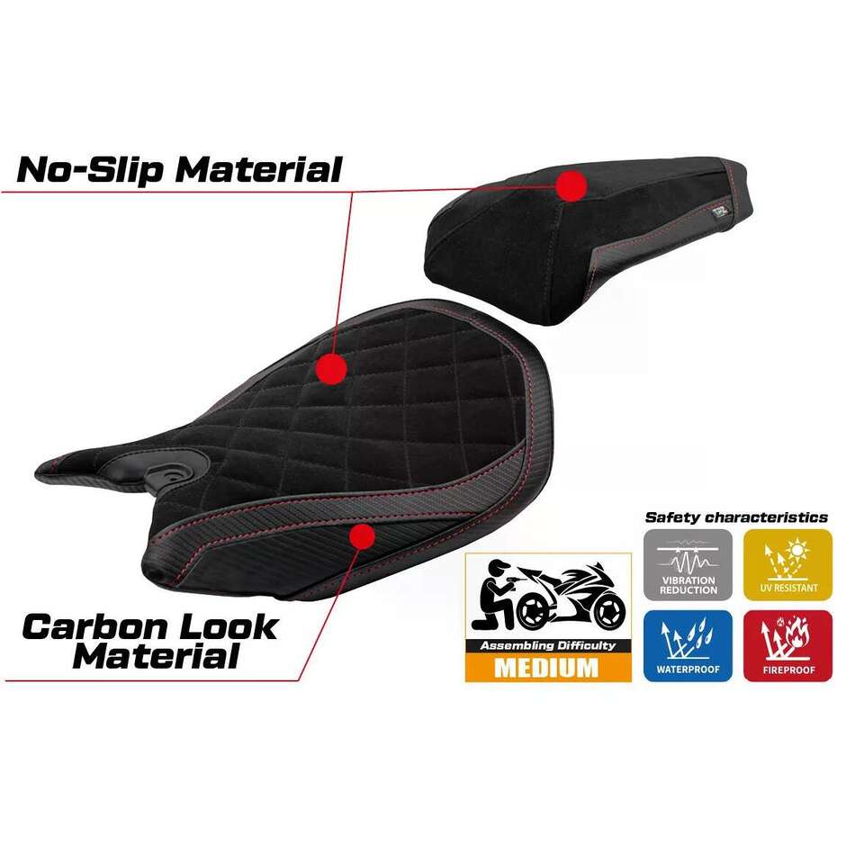 Housse de selle TPZ Italia spécifique pour Ducati Panigale 1199 (modèles 2011-2015), édition spéciale Pesaro Velvet