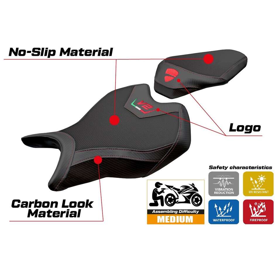 Housse de selle TPZ Italia spécifique pour Ducati Panigale V2 2025-2026 (modèle Asie)