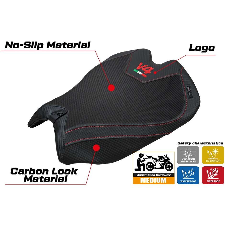Housse de selle TPZ Italia spécifique pour Ducati Panigale V4 2025, modèle Argenta High