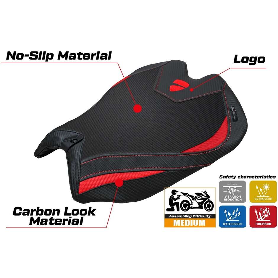 Housse de selle TPZ Italia spécifique pour Ducati Panigale V4 2025, modèle Argenta High