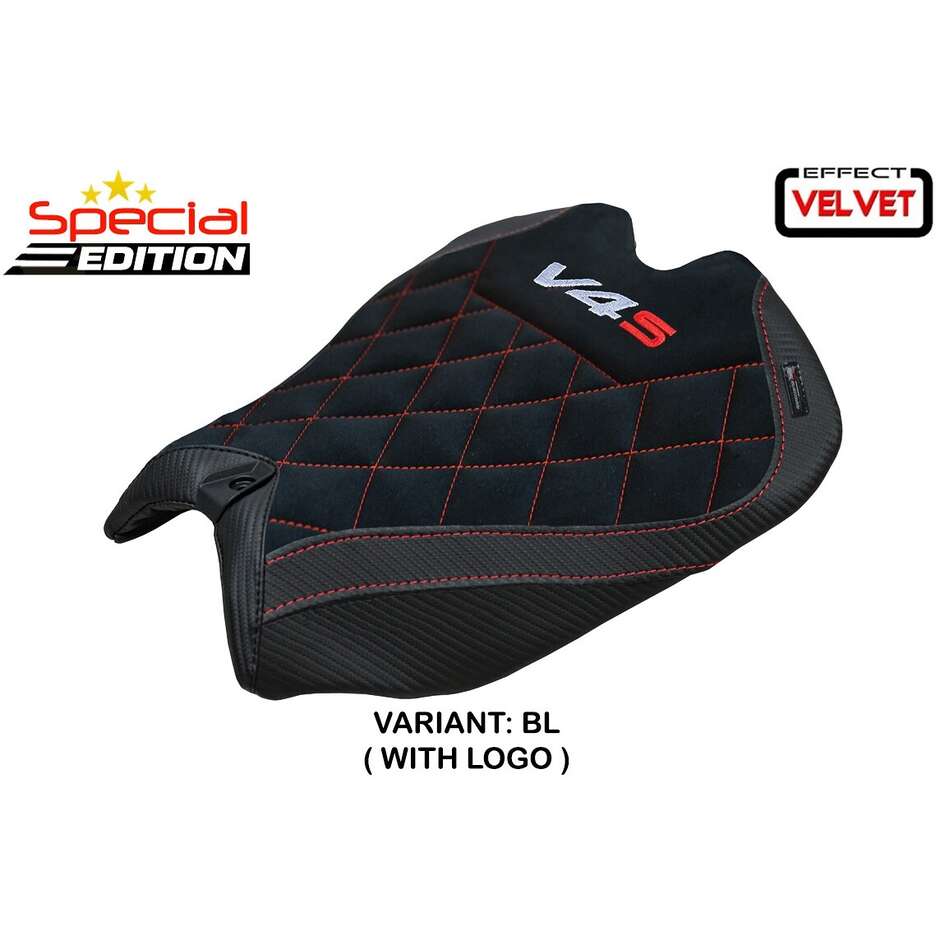 Housse de selle TPZ Italia spécifique pour Ducati Panigale V4 Argenta Édition Spéciale Velours, modèle 2025