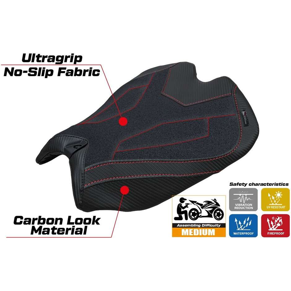 Housse de selle TPZ Italia spécifique pour Ducati Panigale V4, modèle 2025, Argenta Ultragrip